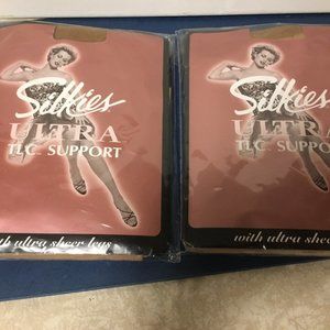 Silkies Ultra TLC Support pantyhose, two pair, Queen size, Nude color, NWT
